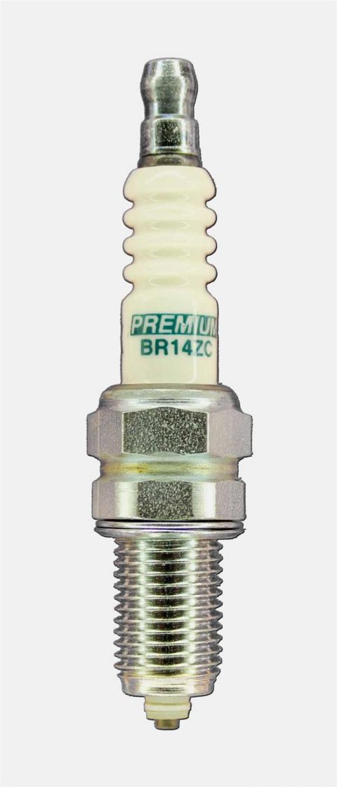 Brisk Multi-Spark Spark Plugs BR14ZC Plugs, Multi-Spark, Copper, 12mm Thread Size, 19mm Reach, Gasket Seat, 14 Heat Range, Resistor, Each