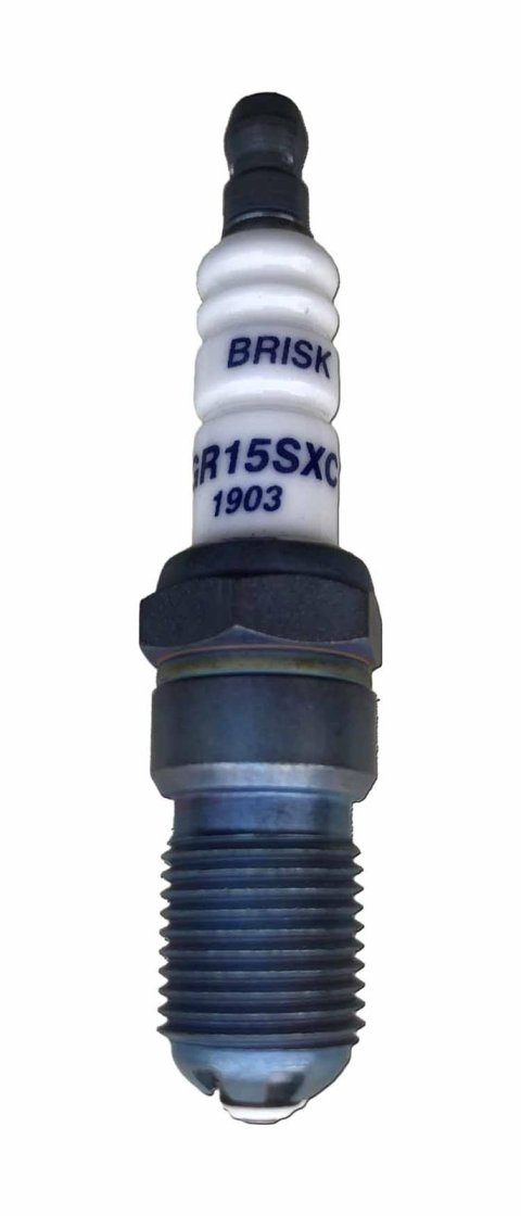 Brisk Premium EVO Spark Plugs GR15SXC Plugs, EVO, Copper, 14mm Thread Size, 18mm Reach, Tapered Seat, 15 Heat Range, Resistor, Each