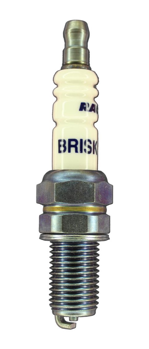 Brisk Silver Racing Spark Plugs BR12S Plugs, Racing, Silver, 12mm Thread Size, 19mm Reach, Tapered Seat, 12 Heat Range, Resistor, Each