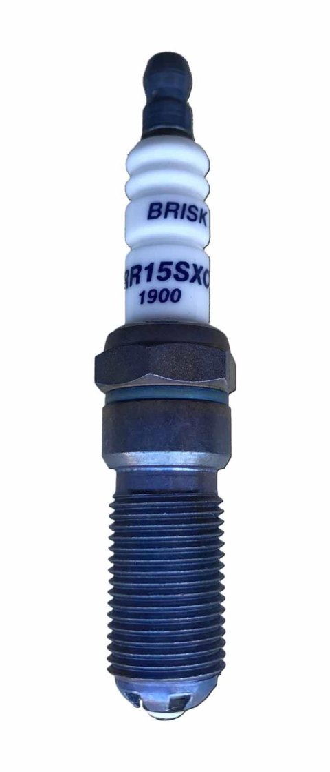 Brisk Premium EVO Spark Plugs RR15SXC Plugs, EVO, Copper, 14mm Thread Size, 25mm Reach, Tapered Seat, 15 Heat Range, Resistor, Each