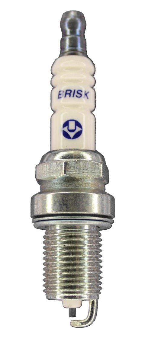 Brisk Silver Racing Spark Plugs DR14YS Plugs, Racing, Silver, 14mm Thread Size, 19mm Reach, Gasket Seat, 14 Heat Range, Resistor, Each
