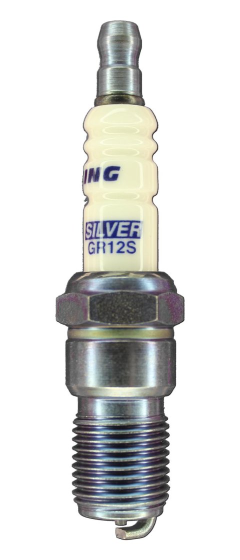 Brisk Silver Racing Spark Plugs GR12S Plugs, Racing, Silver, 14mm Thread Size, 18mm Reach, Tapered Seat, 12 Heat Range, Resistor, Each