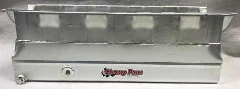 Champ Pans Wet Sump Oil CP214LT Pan, Street/Strip, Marine, Agriculture, Sump, Steel, Clear Zinc, 12 qt., Chevy, Big Block, Each