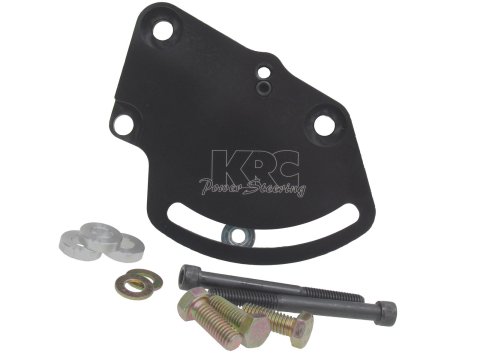 KRC Power Steering Pump Brackets 31410000 Bracket, Pump, Aluminum, Black Anodized, Cylinder Head Mount, Driver Side, SB Chevy, Each