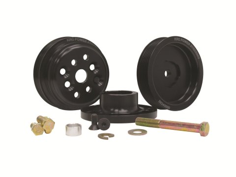 KRC Power Steering Serpentine Pulley Kits 36400000 System, Pro Series, Serpentine, Aluminum, Black Anodized, 3-Groove, Standard Ratio, SB Chevy, Kit