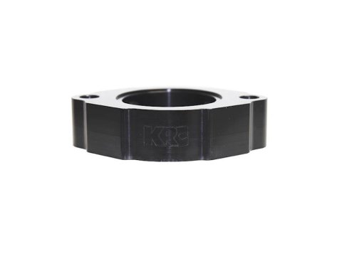 KRC Power Steering Water Neck Spacers 15375000 Spacer, Billet Aluminum, Black Anodized, Chevy, 1.000 in. Thick, Two 3/8 in. NPT Female Holes, Each