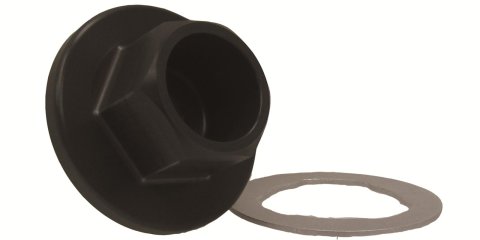 KRC Power Steering R-LOK Crankshaft Pulley End Caps 38205000 Nut, Crank Turning, Replacement, Aluminum, Black, Each