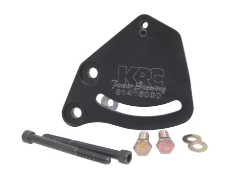 KRC Power Steering Pump Brackets 31415000 Bracket, Pump, Aluminum, Black Anodized, Block Mount, Driver Side, Small Block Chevy, Each