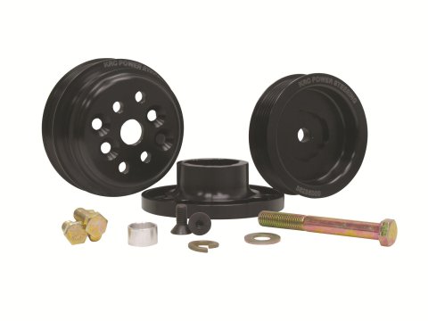 KRC Power Steering Serpentine Pulley Kits 36401500 System, Pro Series, Serpentine, Aluminum, Black Anodized, 3-Groove Mid-Performance Ratio, SB Chevy, Kit