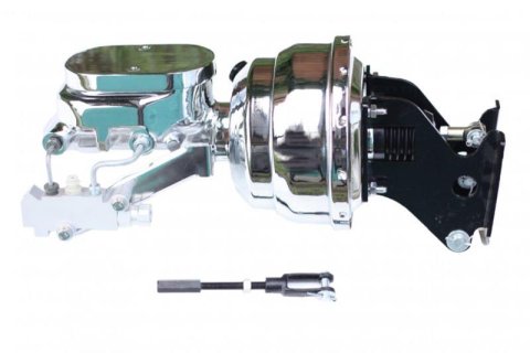 LEED Brakes Master Cylinder and Brake Booster Combos 796B4 8 in. Booster, Chrome, Firewall Mount, Dual Bowl Cylinder, Aluminum, Chrome, Non-Adjustable Proportioning Valve, Disc/Disc, Kit