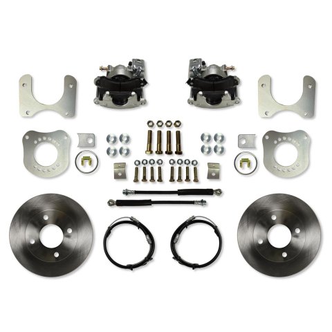 LEED Brakes Rear Disc Brake Conversion Kits for 1979-1986 CAPRI, MUSTANG - RC0010 Kit, Drum to Conversion, Single Piston, Solid Surface Vented Rotors, 4-Lug, Zinc Plated Calipers, Ford, Kit