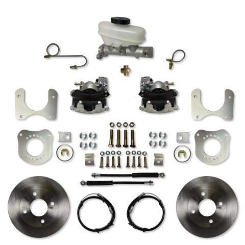 LEED Brakes Rear Disc Brake Conversion Kits for 1987-1992 MUSTANG - RC0011 Kit, Drum to Conversion, Single Piston, Solid Surface Vented Rotors, 4-Lug, Zinc Plated Calipers, Master Cylinder, Ford, Kit