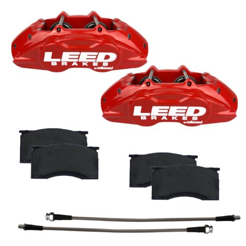 LEED Brakes MaxGrip Lite Caliper Upgrade Kits RCC0005 Kit, Max Grip Caliper, Pad and Hose Kit, Aluminum, Red, Ford, Each