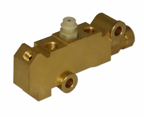 LEED Brakes Brake Proportioning Valves PV4_B Valve, Fixed, Two Inlet, Female Threads, Three Outlet, Female Threads, Brass, Natural, Universal, Four Wheel Disc, Each
