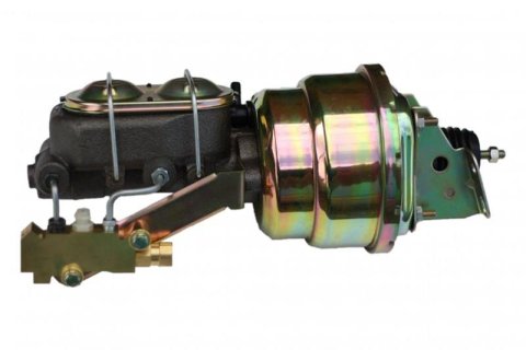 LEED Brakes Master Cylinder and Brake Booster Combos 1K1A1 7 in. Booster, Zinc, Firewall Mount, Dual Bowl Cylinder, Cast iron, Natural, Non-Adjustable Proportioning Valve, Disc/Drum, Kit