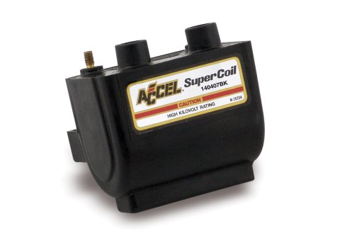 ACCEL Motorcycle Dual-Fire Super Coils 140407BK Ignition Coil, Motorcycle, Dual Fire, Black, 2.3 Ohms Resistance, Electronic Ignition, Each