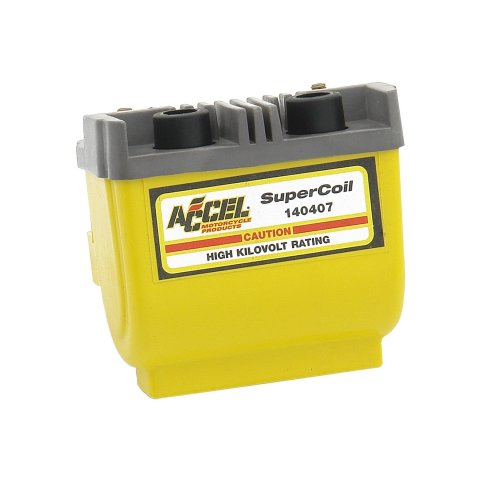 ACCEL Motorcycle Dual-Fire Super Coils 140407 Ignition Coil, Motorcycle, Dual Fire, Yellow, 2.3 Ohms Resistance, Electronic Ignition, Each