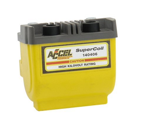 ACCEL Motorcycle Dual-Fire Super Coils 140406 Ignition Coil, Motorcycle, Dual Fire, Yellow/Gray, 4.7 Ohms Resistance, Points Ignition, Each