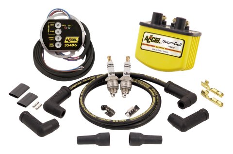 ACCEL Motorcycle Super Single Fire Ignition Systems 35410 Kit, Motorcycle, Fire, Module, Coil, Spark Plugs, Wires, Set