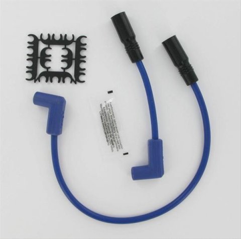 ACCEL Motorcycle 8mm S/S Custom Fit Ignition Wire Sets 171111B Spark Plug Wires, S/S, 8mm, Blue Wire, Spiral Core, Harley-Davidson®, Pair