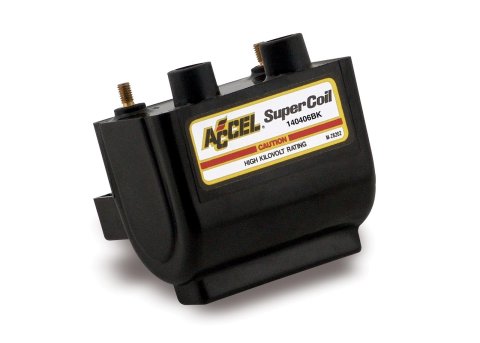 ACCEL Motorcycle Dual-Fire Super Coils 140406BK Ignition Coil, Motorcycle, Dual Fire, Black, 4.7 Ohms Resistance, Points Ignition, Each
