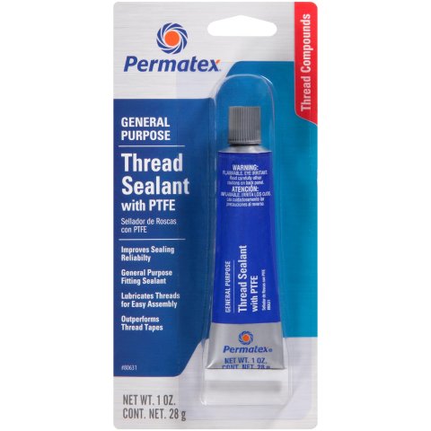 Permatex Thread Sealant with PTFE 80631 Sealant, PTFE, Squeeze Tube, 1 oz., Each