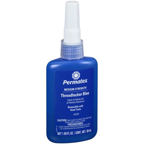 Permatex Medium Strength Blue Threadlocker 24250 Thread Locking Compound, Strength, Blue, 1.69 fluid oz., Each