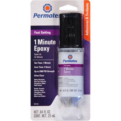 Permatex 1 Minute Gel Epoxy 84160 Epoxy, Gel, Clear, with Blue Dye Indicator, No Clamping, 2,500 psi Strength, 0.84 oz., Each