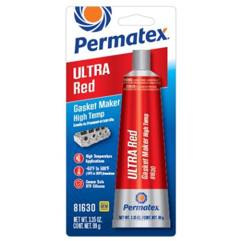 Permatex Ultra Red RTV Silicone Gasket Maker 81630 RTV, Red, -65 to 650, 3.35 oz., Each