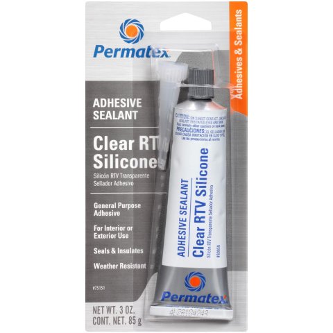 Permatex Clear RTV Silicone 80050 Sealant, Adhesive, RTV, Clear, 3 oz. Tube, Each