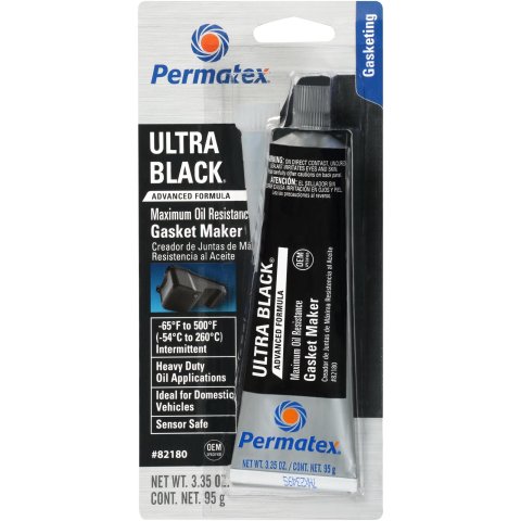 Permatex Ultra Black Maximum Oil Resistance RTV Silicone Gasket Maker 82180 RTV, OEM, Hi Temp, Each