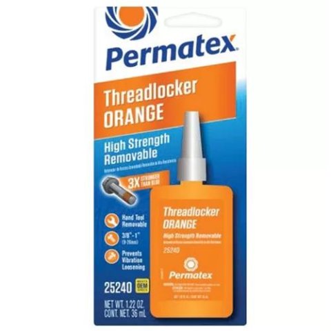 Permatex High-Strength Removable Orange Threadlocker 25240 Thread Locking Compound, High Strength, Removable, Orange, 1.22 fluid oz., Each