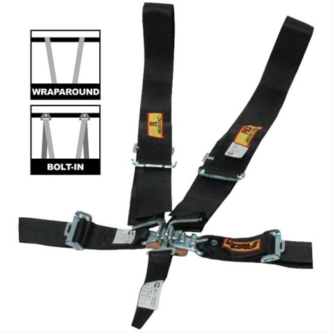 RCI Latch Release 5-Point Harness 9210D Harness, 5-point, Complete, Latch, Individual-Type, Bolt-In, Wraparound, Floor/Roll Bar Mount, Black, Each