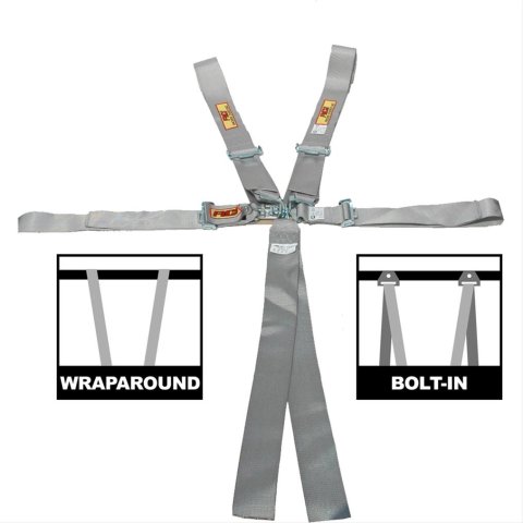 RCI Platinum Series Racing 6-Point Harness 9210PL Harness, Complete, Latch, Individual-Type, Bolt-In, Floor/Roll Bar Mount, Platinum, Each
