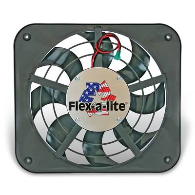 12 Inch 1,250 CFM Flex-A-Lite Low-Profile S-Blade Electric Fan 116550 Fan, Single, in. Diameter, S-Blade, Puller, cfm, Black, Plastic, Each