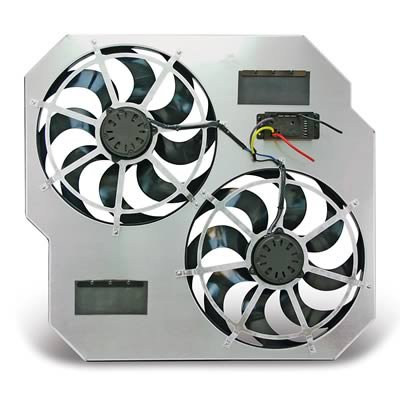15 Inch 5,500 CFM Flex-A-Lite Direct-Fit Dual Electric Fan 104641 Fan, Dual, Monster, in. Diameter, Puller, cfm, Black/Silver, Dodge, Diesel, Each