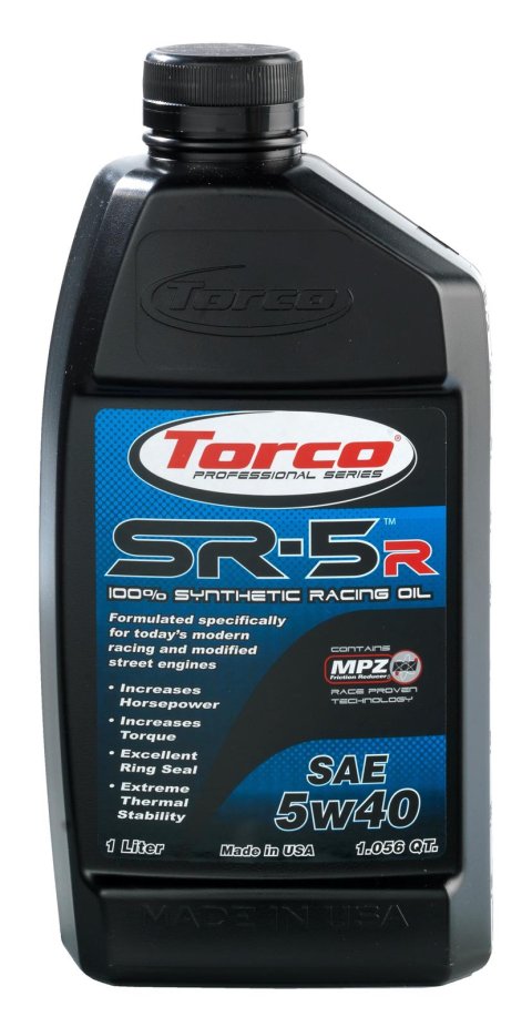 5w40 Torco SR-5r 100 Percent Synthetic Racing Oil A150540CE Engine Oil, 100% Oil, 5W40, 1 Liter, Each