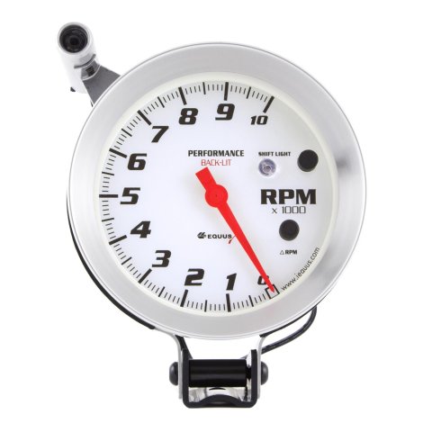 Equus Tachometers E8080 Gauge, Tachometers, 0-10,000 rpm, Programmable, Back Lit, Orange Pointer, White Face, Each