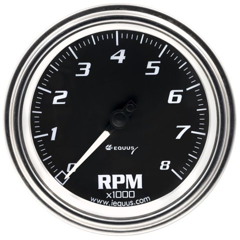 Equus Tachometers E7068 Tachometer, 7000 Series, 0-8,000 rpm, 3 3/8 in. Diameter, Black Face, Analog, Electrical, Each