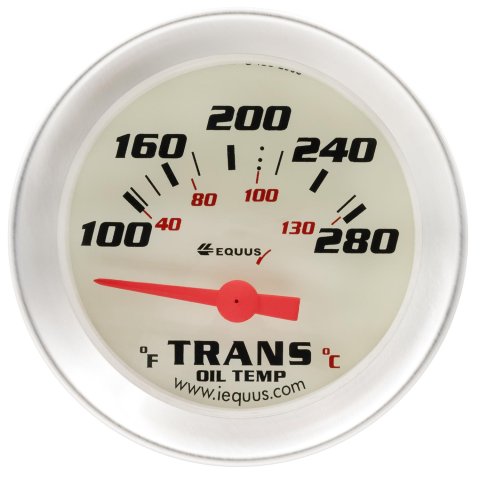 Equus 8000 Series Gauges E8241 Gauge, Series, Transmission Temperature, 100-280 degrees F, 2 in., Analog, Electrical, White Face, Each