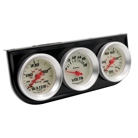 Equus Analog Heavy Duty Gauges E8100 Gauge Kit, Analog, Duty, Water Temperature, Voltmeter, Oil Pressure, Kit