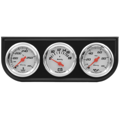 Equus 5000 Series Gauges E5100 Ga Console, WT/VOLT/OP, 1.5", 90º Sweep M, 280ºF/18V/100PSI, Wt Dial Bk Pnl