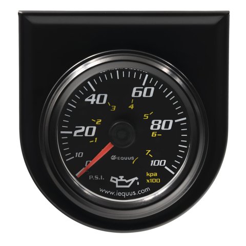 Equus Analog Gauge Line Gauges E6244 Gauge, Oil Pressure, 0-100 psi, 2 in., Analog, Mechanical, Black Face, Each