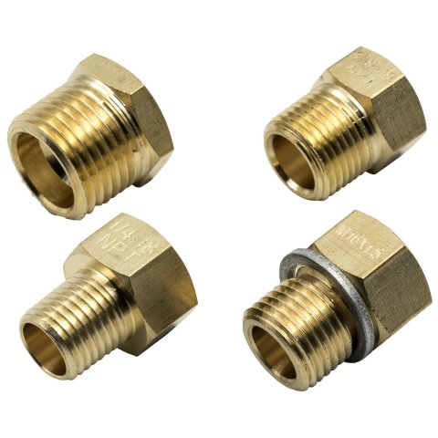 Equus Mechanical Water Temperature Adapters E9851 Fittings, Sender Adapters, Straight, Brass, Natural, Set of 4