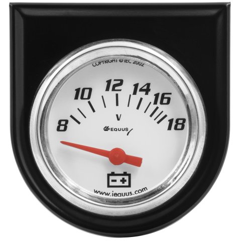 Equus Gauges E5268 Gauge Console, Volt, 2", 18V, Wht Dial, Blk Panel, 5000 Series