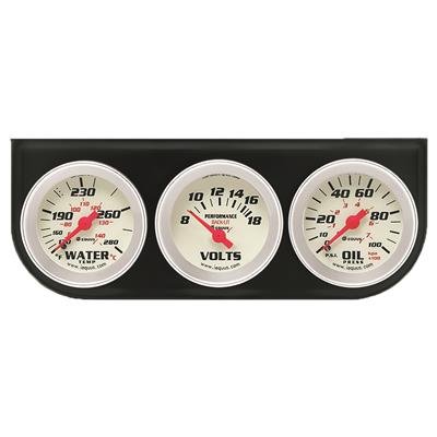 Equus 8000 Series Gauges E8200 Gauges, Series, Water Temperature, Oil Pressure, Voltmeter, White Face, Analog, Mounting Bracket, Kit