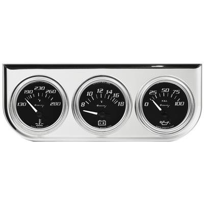 Equus 7000 Series Gauges E7200 Gauges, Series, Oil Pressure, Water Temperature, Voltmeter, 2 in., Black Face, Analog, Set of 3