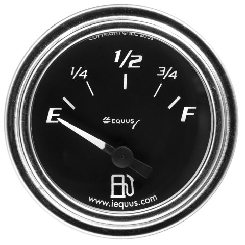 Equus 7000 Series Gauges E7363 Gauge, Series, Fuel Level, Empty-Full, 2 in., Black Face, Analog, Electrical, Each