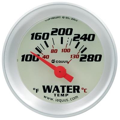 Equus 8000 Series Gauges E8162 Gauge, Series, Water Temperature, 100-280 degrees F, 1 1/2 in. Diameter, White Face, Analog, Electrical