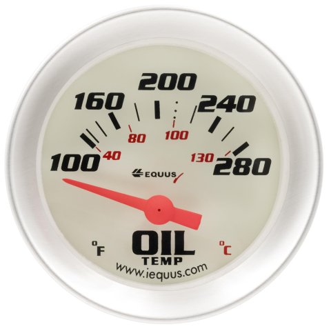 Equus 8000 Series Gauges E8243 Gauge, Series, Oil Temperature, 100-280 Degrees F, 2 in. Diameter, Analog, Mechanical, White Face, Each